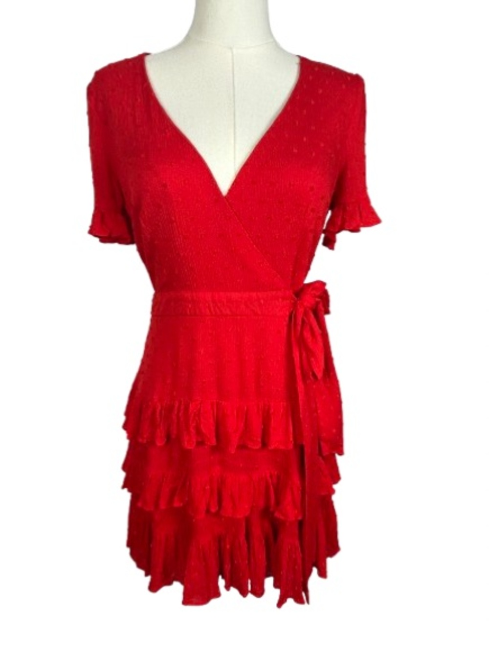 Lulus Red Ruffle Wrap Dress Size S
